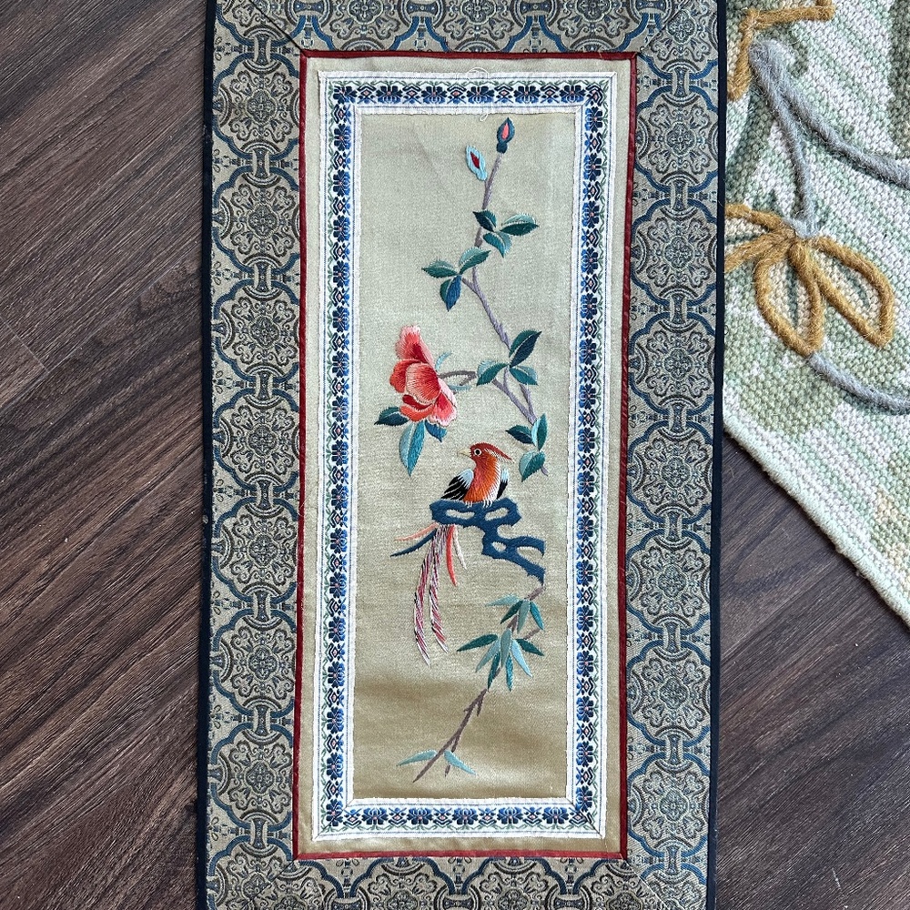 Chinese emroidered silk panel